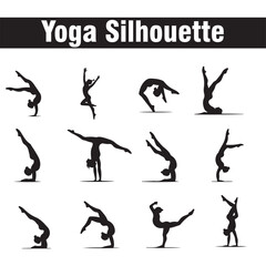 vector meditation silhouette yoga silhouettes pack