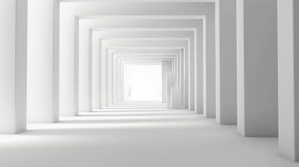 Abstract 3d rendering of the white grey light geometric minimal background