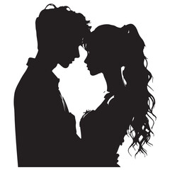 vector hand drawn couple silhouette