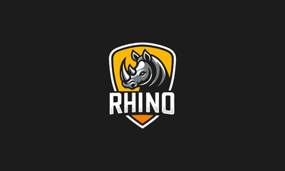 logo design of rhino on shield yellow vector flat design