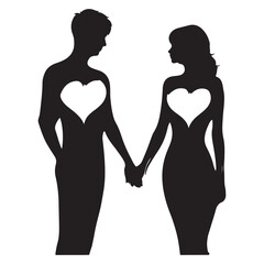 vector hand drawn couple silhouette