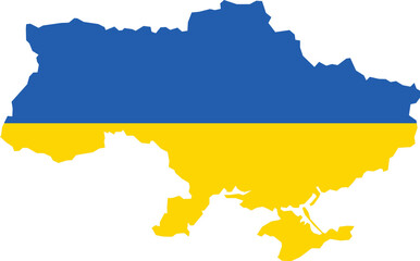 Ukraine map with flag isolated on white background