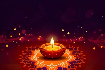 Illustration of Diwali festival Diya Lamp with rangoli Ai Generated Happy Diwali -  festival of lights tradition -  diwali diya with lighting in the background ai generated 