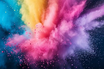 Colored powder explosion. Rainbow colors