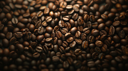 たくさんのコーヒー豆の背景素材