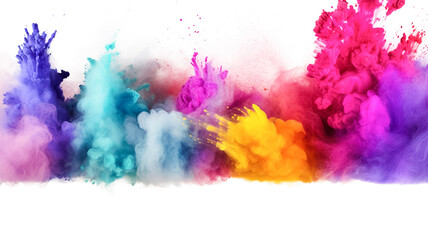 Obraz premium Colorful rainbow paint color powder explosion isolated on white background.