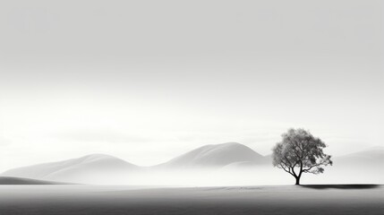 A minimalist monochrome landscape with serene simplicity