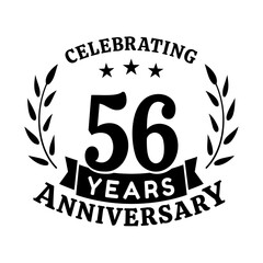 56th anniversary celebration design template. 56 years vector and illustration.