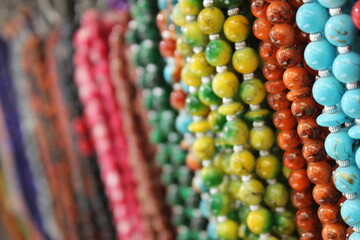 close up of colorful beads