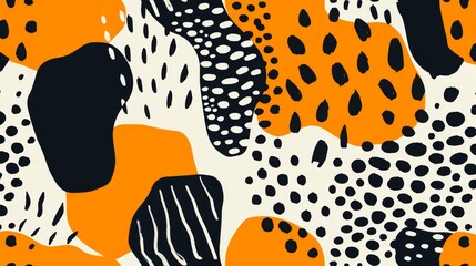 Minimalistic floral pattern in vivid bright colors. Abstract shapes of flowers and leaves in style vector illustration
