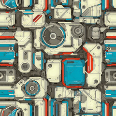 Fototapeta premium futuristic digital platinum pattern as background on a seamless tile, ai generated