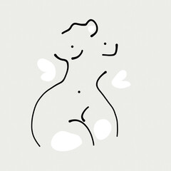 Line art female shape icon illustration 