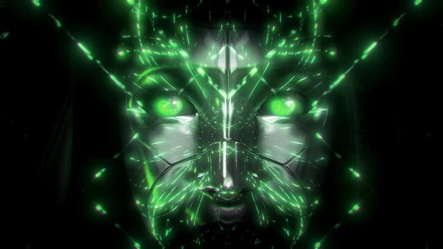Artificial Intelligence Face Green