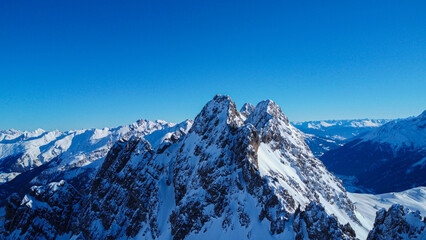 Winter Austrian alps drone photo