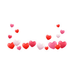 red hearts and white heart, 3d floating valentines love heart, Hearts icons on isolated transparent PNG background