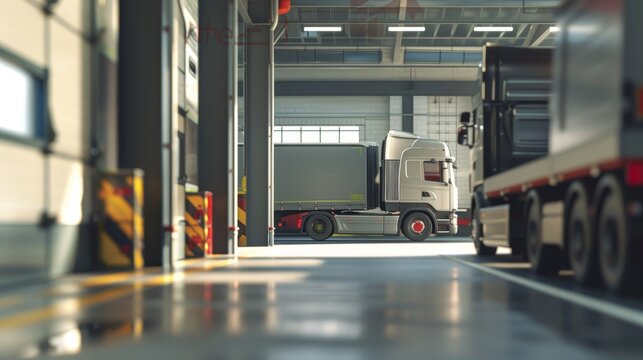 Truck, Loading And Unloading, Container Logistics Business Industrial Warehouse And Logistics Companies.