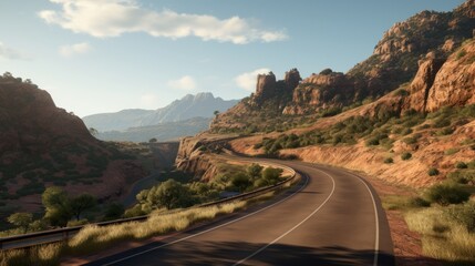 A mountain road with hairpin turns and cliffs - obrazy, fototapety, plakaty