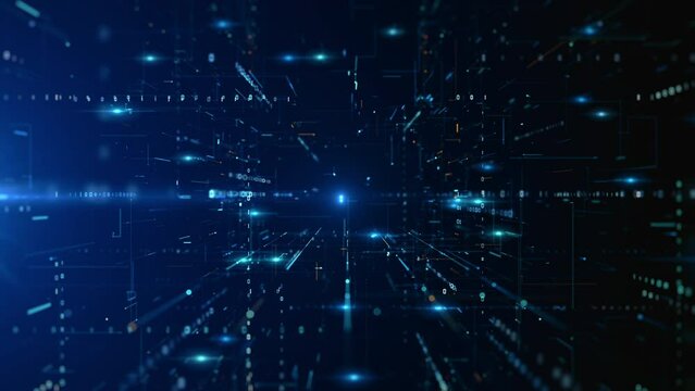 Technology digital cyberspace, and Digital data network, Features background with dynamic light streams representing connectivity and high speed data transfer, Seamless Loop, 4K