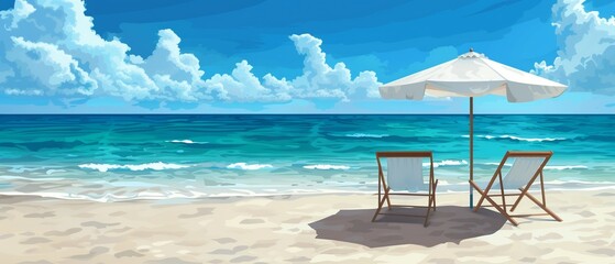 Cartoon Tropical Beach: Seaside Vacation Illustration

