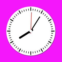 Clock icon on a pink background.