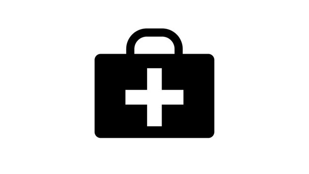 Medical bag icon animated on a white background.