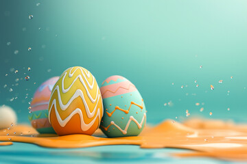 Joyful Easter Eggs: Children's Fun with Bright 3D Clay and Colorful Background