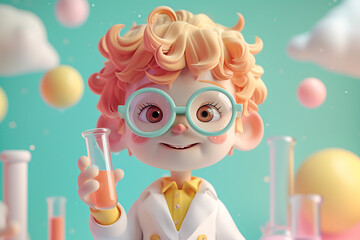 Child Scientist Conducting Hands-On Experiment with Test Tube and 3D Clay