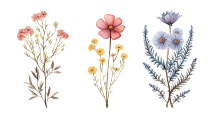 hand drawn dainty  flowers isolated