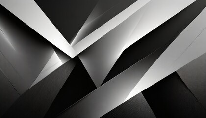 black white abstract background geometric shape lines triangles 3d effect light glow shadow gradient dark grey silver modern futuristic