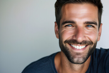 Obraz premium Handsome smiling man closeup portrait isolated on white background