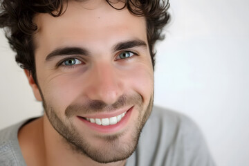 Obraz premium Handsome smiling man closeup portrait isolated on white background