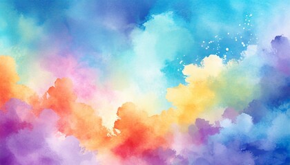 Obraz na płótnie Canvas watercolor color full background watercolor background with clouds rainbow color