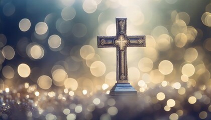 christian cross on a soft bokeh background