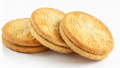 three round shortbread biscuits on white