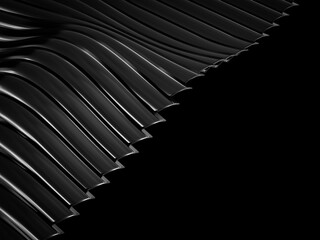 Elegant black background with wavy lines