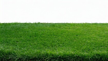 green grass lawn on a white background perfectly smooth lawn close up