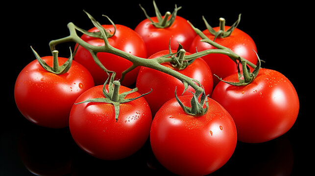 tomatoes on a vine   high definition(hd) photographic creative image