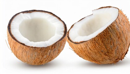 coconut on white background full depth of field clipping path