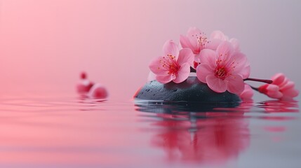 Zen-like atmosphere created by minimalist floral elements, promoting relaxation and inner harmony