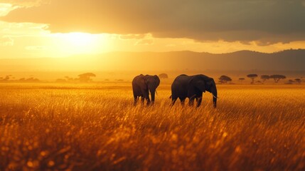 Elephants roaming freely in vast African plains, their gentle giants captivating hearts