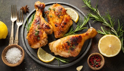 grilled chicken thighs with spices and lemon