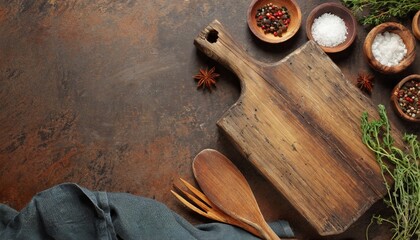 cooking background with old cutting board