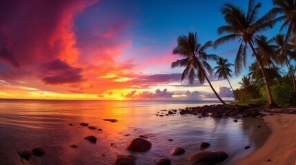Fototapeta na wymiar The vibrant colors of a tropical sunset