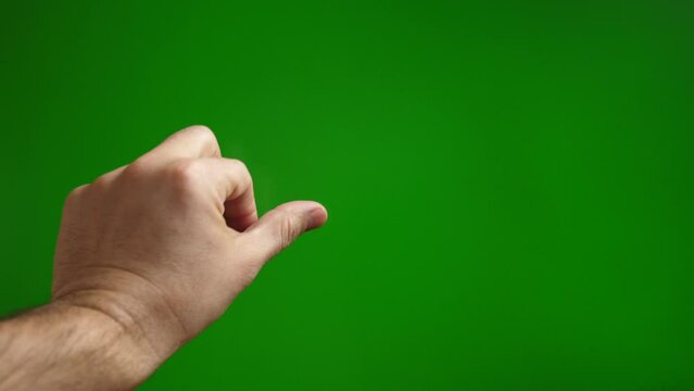 Fingers rotate the image on a green background. Using the touch screen.