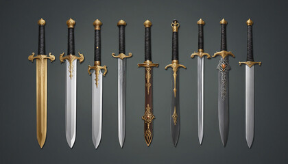 Collection of swords on clear background - Automated creation