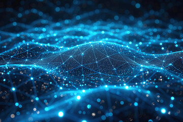 Blue network connection connected points with a circular shape.