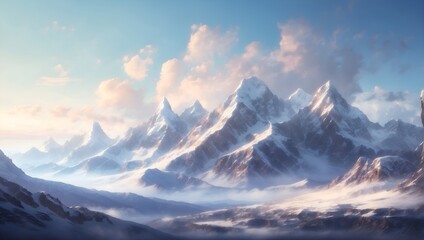 Fototapeta na wymiar Grand mountain peaks covered in snow, awe-inspiring and majestic