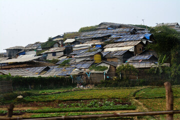  View of rohingya refugees camp  in Cox's Bazar, Bangladesh. Landscape view of a part of Kutupalong Rohingya camp in Coxsbazar, Bangladesh.