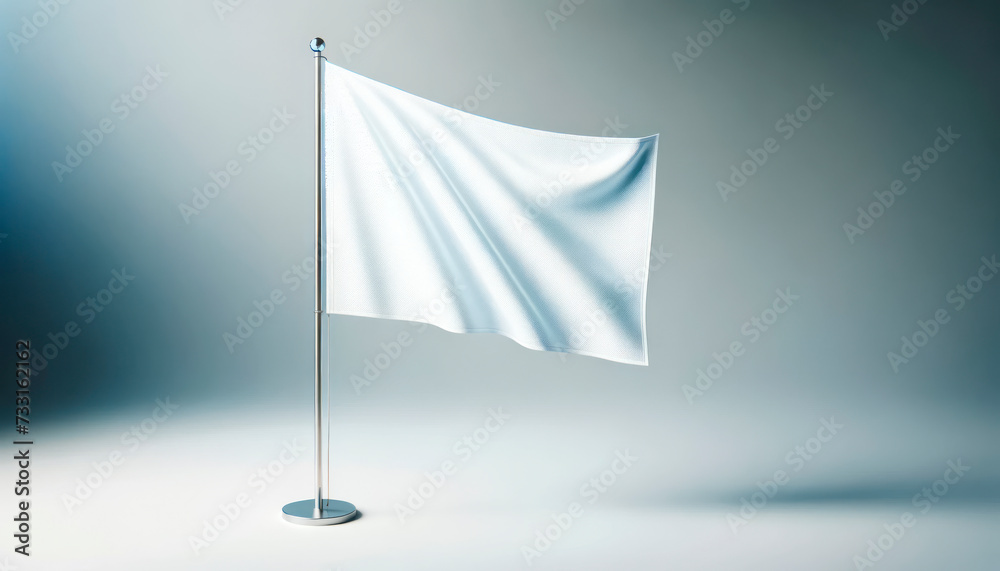 Poster Blank white flag mockup with soft shadows, 3D rendering, presentation concept. Generative AI