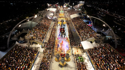 Carnival Ride In Sao Paulo Brazil. Carnival Parade. Samba Schools Party. Sao Paulo Brazil. Anhembi...